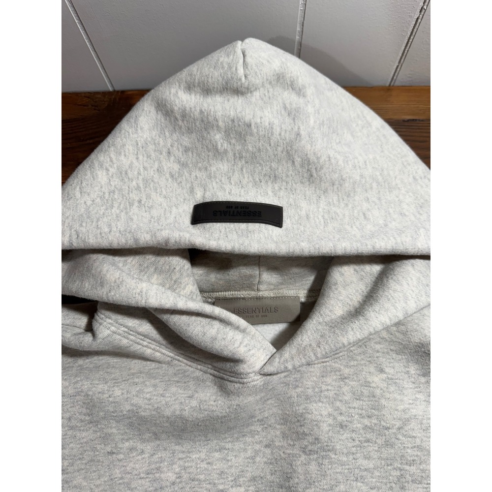 Fear of God Essentials Hoodie Mens Medium Grey Heather Logo Oversized Pullover - Picture 6 of 11